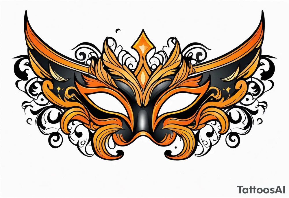 Angel masquerade mask black and orange tattoo idea