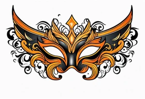 Angel masquerade mask black and orange tattoo idea