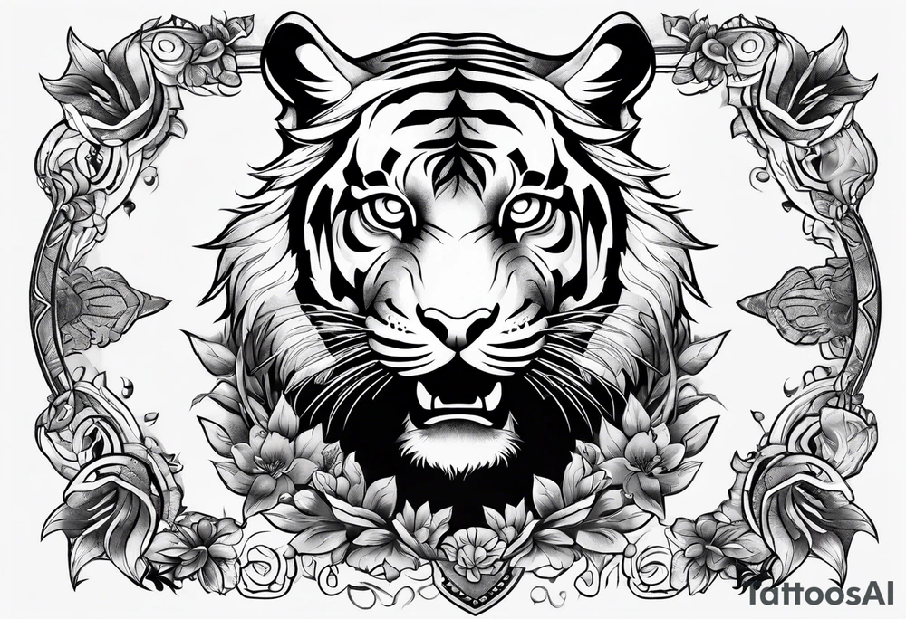 Tiger with the letter C tattoo idea