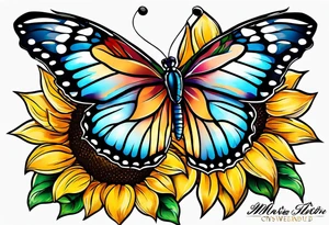 Butterfly and sunflower in memory of mom tattoo idea