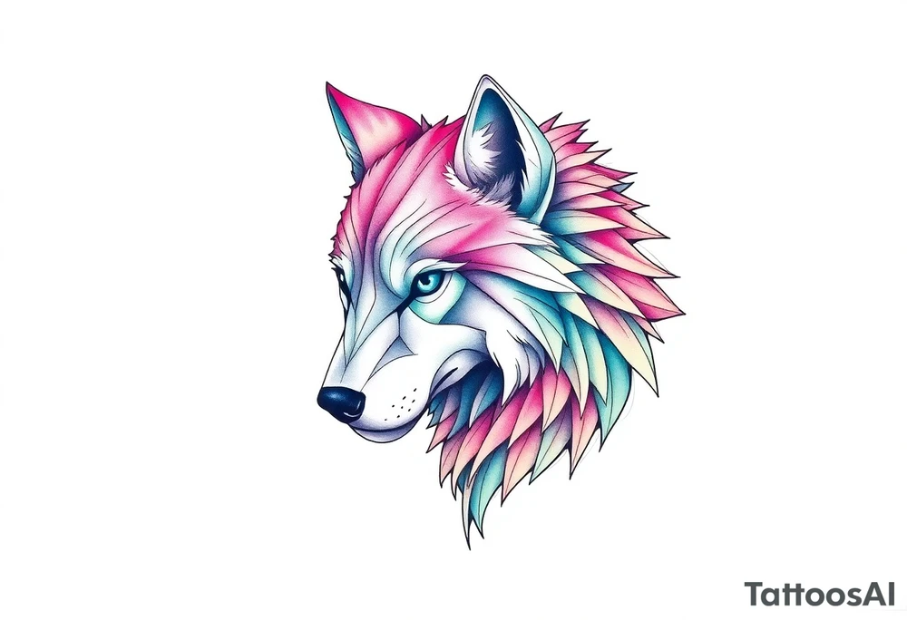 Aurora wolf tattoo idea