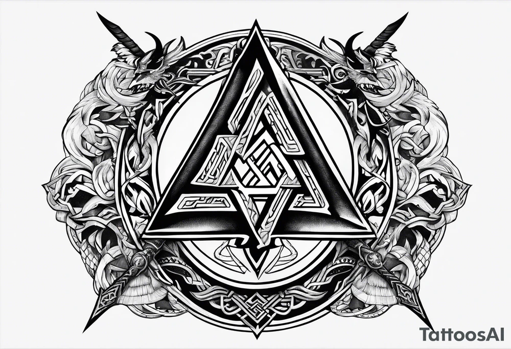 Valhalla valknut sword axe Dragon tattoo idea