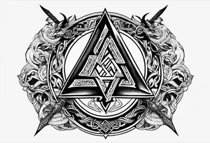 Valhalla valknut sword axe Dragon tattoo idea