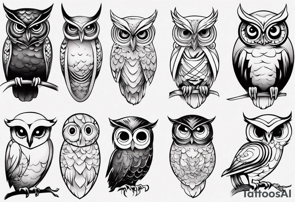 Owl with big eyes tattoo idea