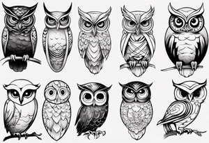Owl with big eyes tattoo idea