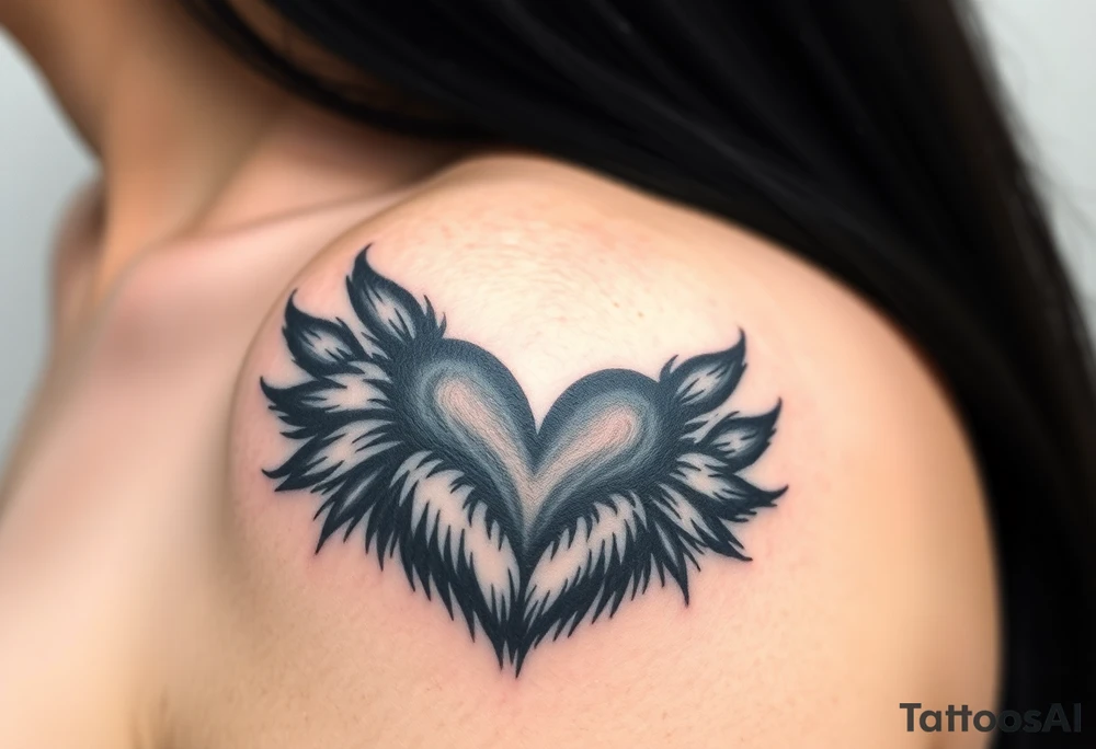 A black-and-gray shaded paw forming a heart, with sharp fur details and intense shading for a bold, mystical look tattoo idea