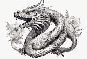 a white basilisk wearing iron crown on its head tattoo idea