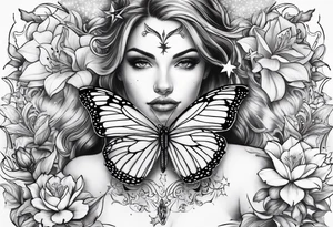 Harvey Ruby lillies flowers butterflies stars fantasy books half sleeve tattoo idea