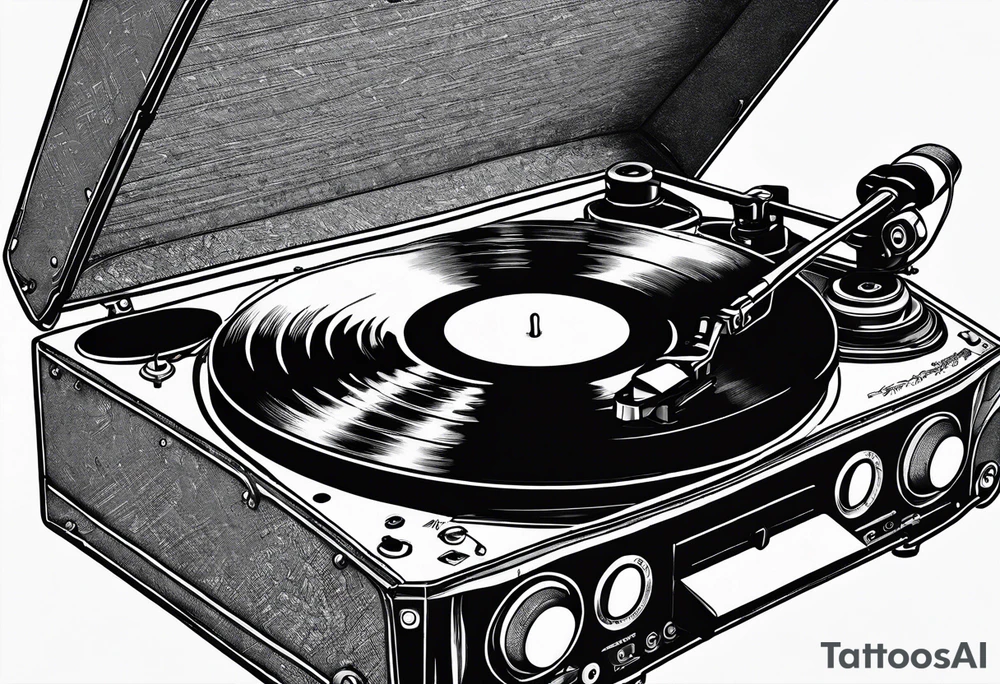 Recordplayer minimalistic fineline drawed in 2D tattoo idea Recordplayer minimalistic fineline drawed in 2D tattoo idea