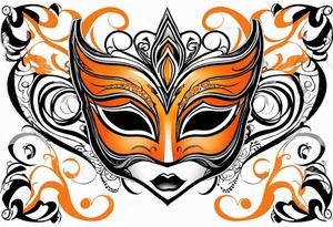 Unhappy Masquerade mask that is orange and black  with smoke tattoo idea