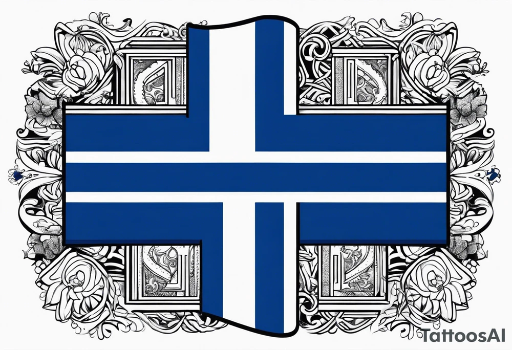 Finnish flag with sisu written in tattoo idea