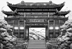 Chinese wall, realistic,chinese art, no humans tattoo idea