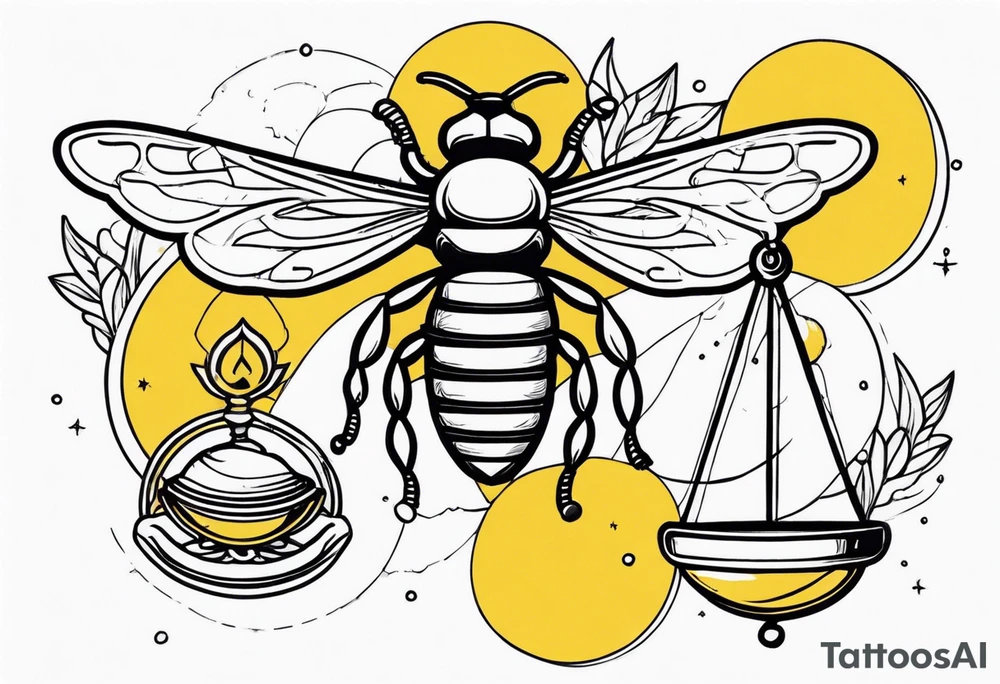 libra with bee tattoo idea