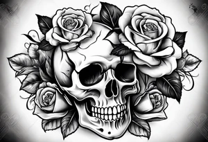 Roses stuffed inside a skull covered in smoke tattoo idea