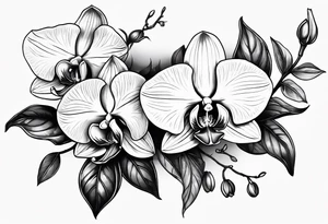 Orquídea e Bougainvillea delicadas e com pouca sombra tattoo idea