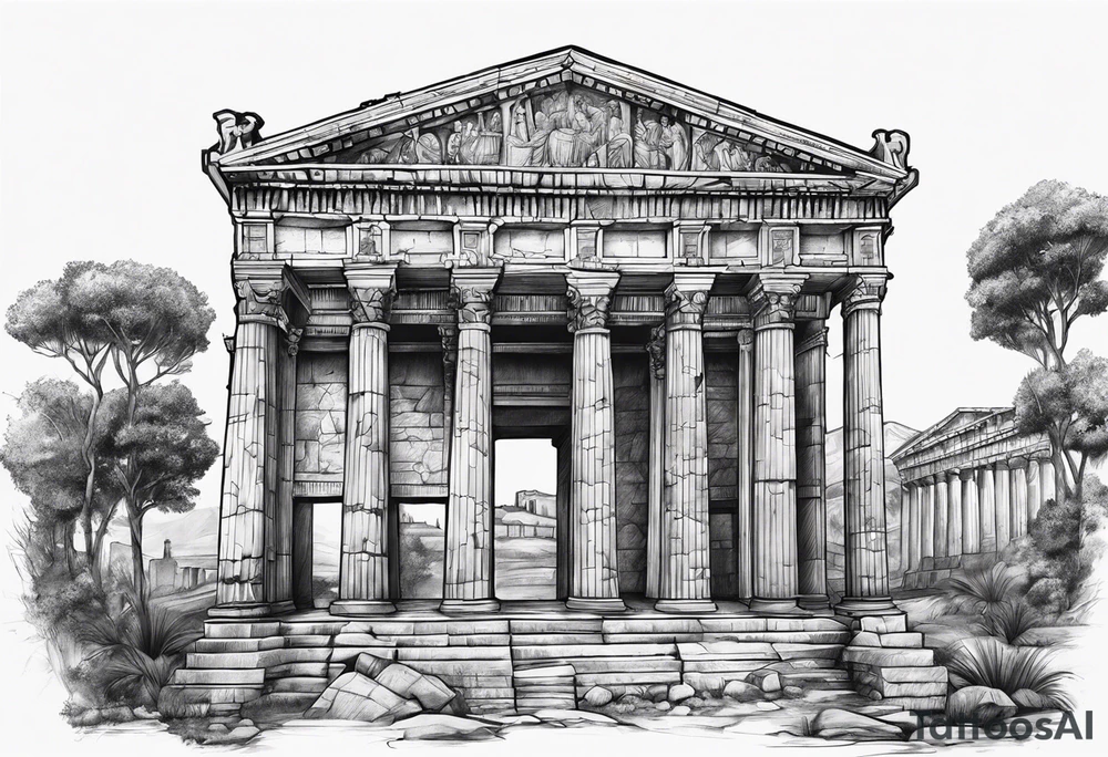 Ancient roman ruins tattoo idea
