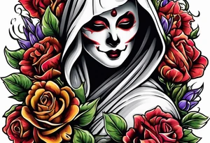 Ghostface holding flowers tattoo idea