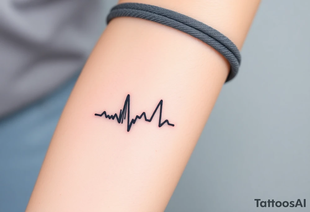 A barcode where one of the lines transitions into a heartbeat monitor pattern, symbolizing love that keeps beating strong tattoo idea