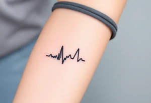 A barcode where one of the lines transitions into a heartbeat monitor pattern, symbolizing love that keeps beating strong tattoo idea