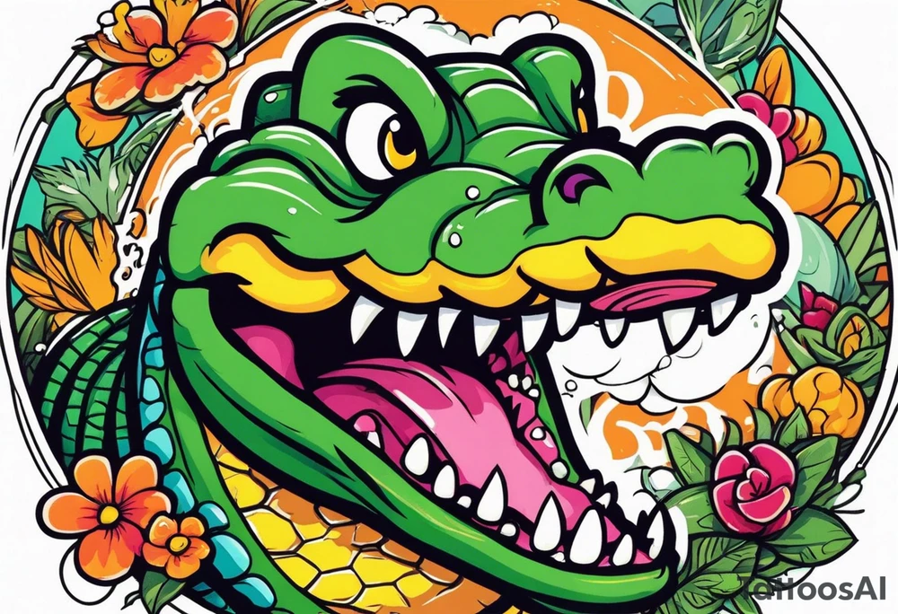 Alligator eating a human tattoo idea
