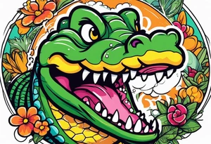 Alligator eating a human tattoo idea