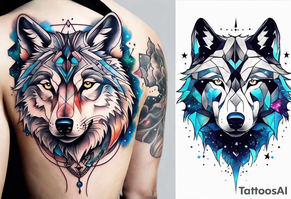 Constellation, two animal wolf tattoo idea