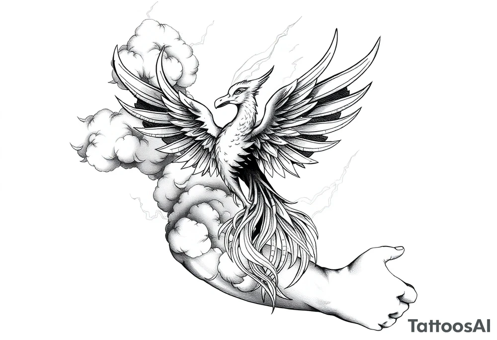 There should be clouds, and within the clouds, a phoenix surrounded by lightning.” tattoo idea