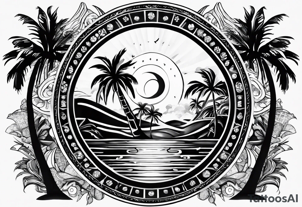 ROULETTE casino card games dice sun palm tree tattoo idea