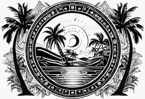 ROULETTE casino card games dice sun palm tree tattoo idea