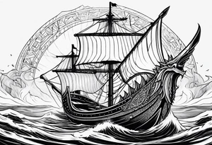 Valhalla viking boat dragon tattoo idea