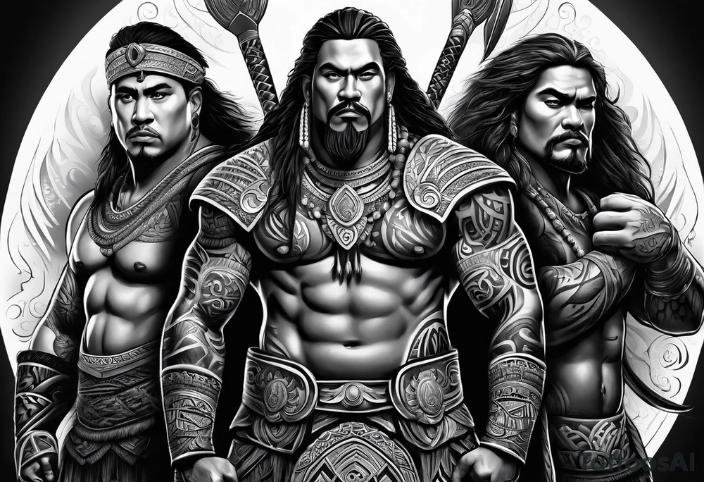 Maori warrior protecting family tattoo idea