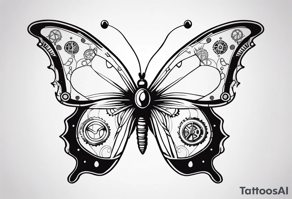 Steampunk-inspired butterfly tattoo idea