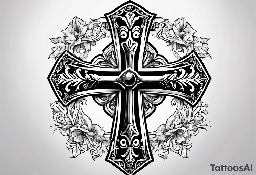 Unique cross tattoos with a date tattoo idea