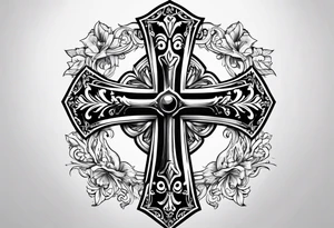 Unique cross tattoos with a date tattoo idea