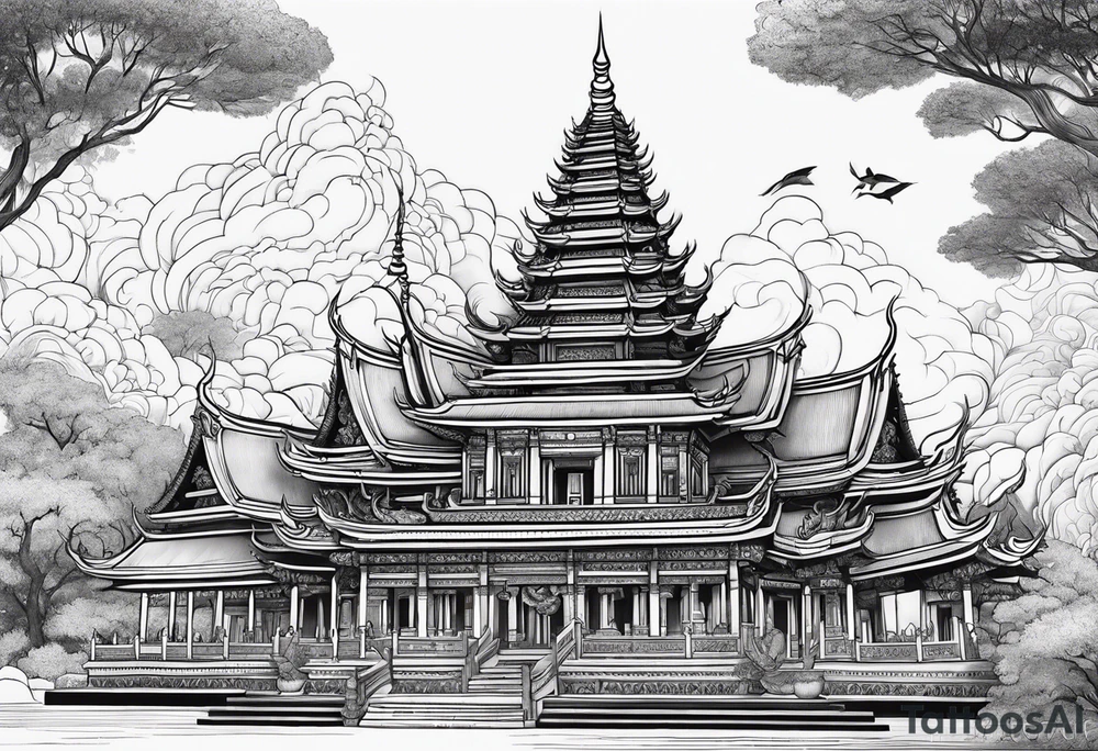 thai temple but minimalistic without any background tattoo idea