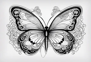 Create a Fine Line tattoo made out of three letter M’s and very pretty maybe a butterfly tattoo idea