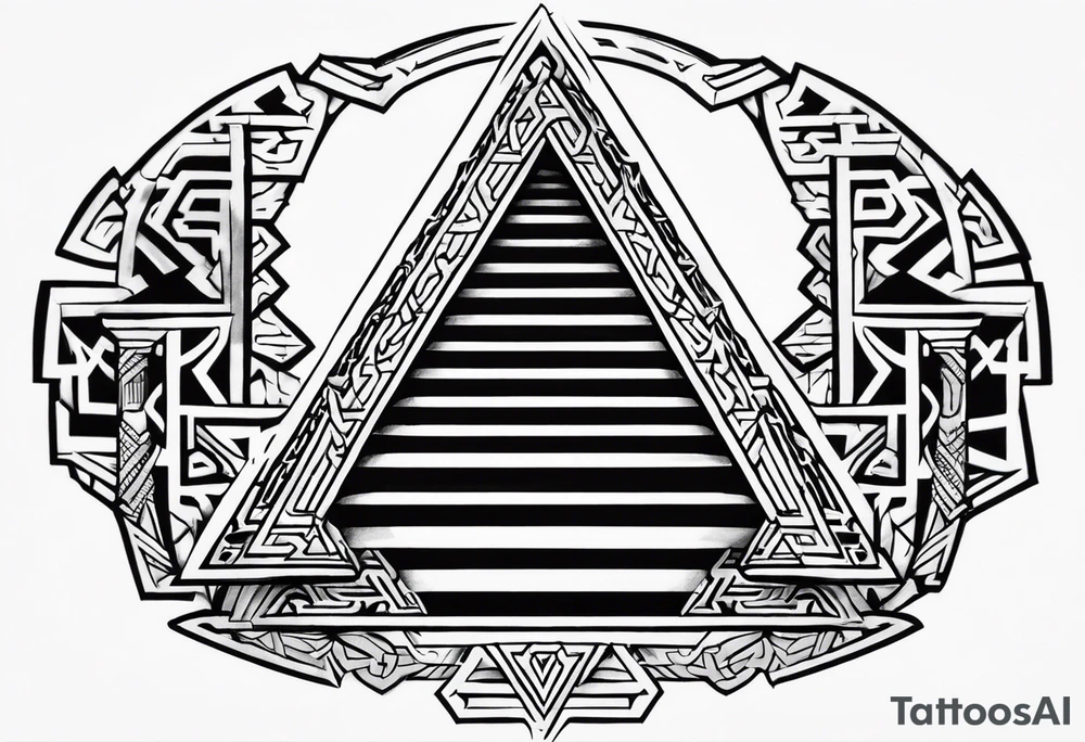 Valhalla sword shield valknut stairs tattoo idea
