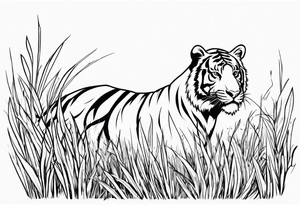 hungry tiger hiding in the grass tattoo idea