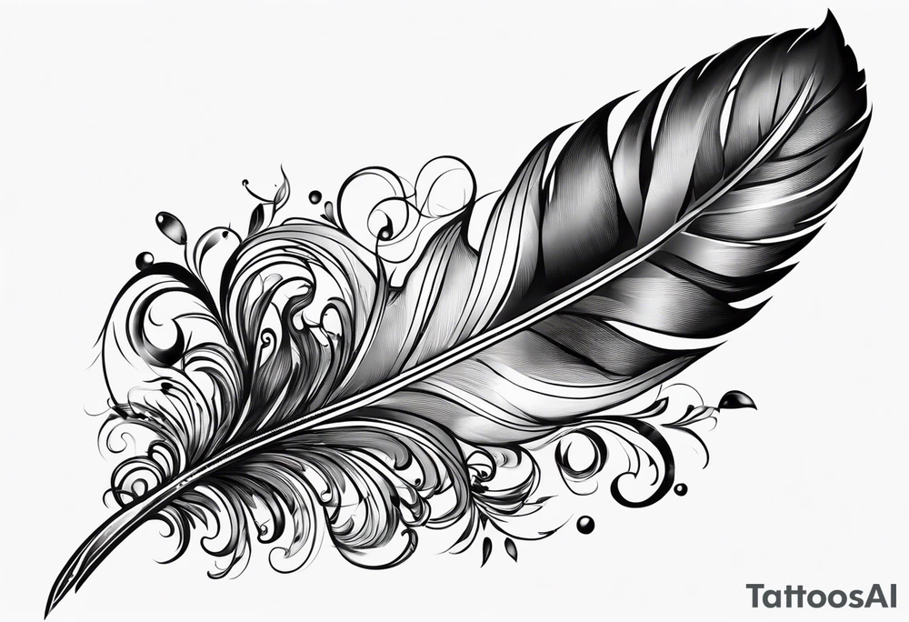 feather with jewels tattoo idea