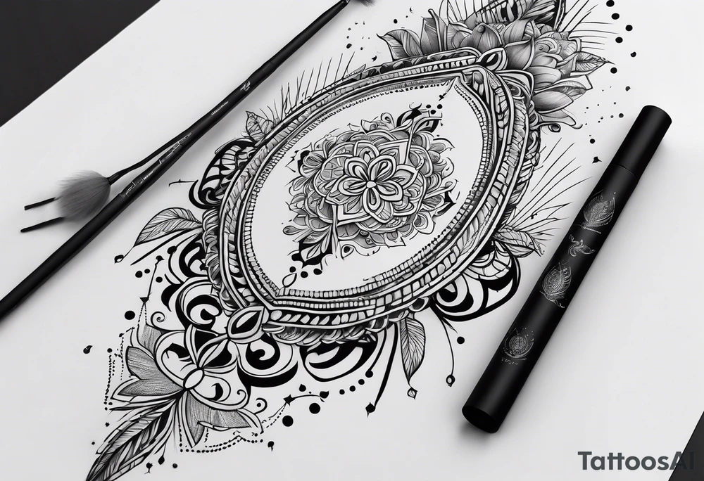 long
dainty 
unalome tattoo idea