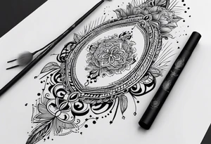 long
dainty 
unalome tattoo idea