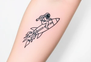 Rocket ship with smoke with astronaut riding it tattoo idea