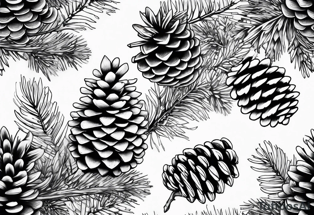 Trees with pine cone tattoo idea