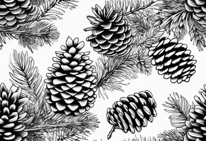 Trees with pine cone tattoo idea