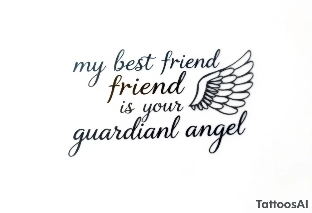 my best friend is my guardian angel with angel wings tattoo idea