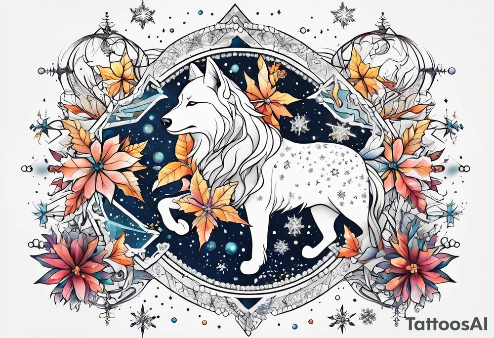 Constellation, animal, snowflake tattoo idea