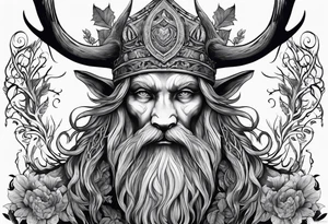 Leshy with Russian pattern tattoo idea