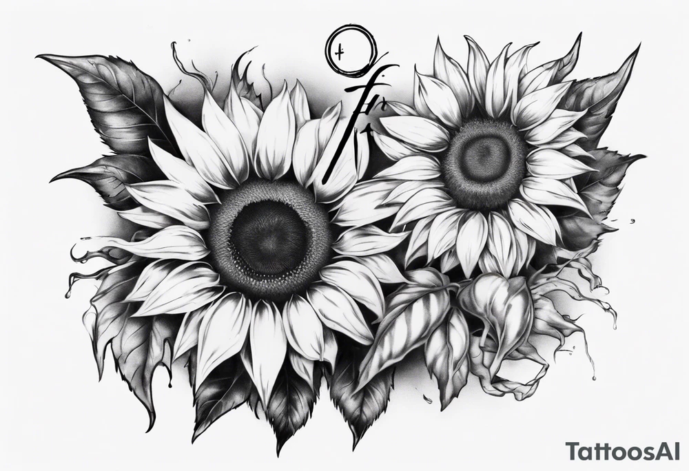 combining the letters E and H with a sunflower tattoo idea combining the letters E and H with a sunflower tattoo idea