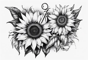 combining the letters E and H with a sunflower tattoo idea