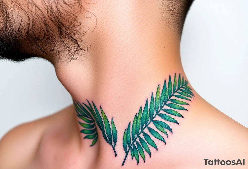 palm leaves neck tattoo tattoo idea